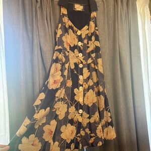 Anthropologie Navy and Cream Floral Mini Dress